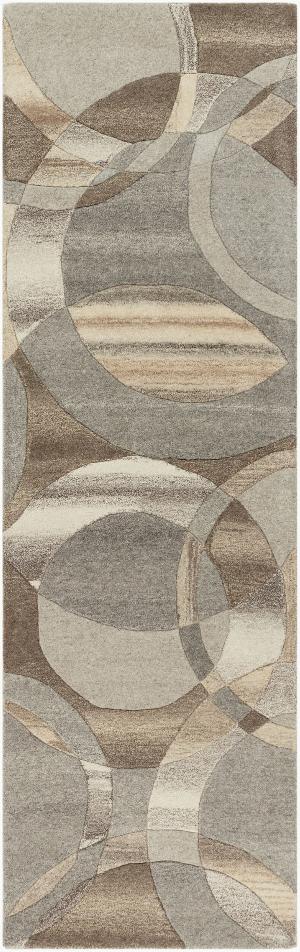 Livabliss Forum Hand Tufted Wool Living Room Rug with High Low Pile Texture in India Charcoal, Taupe 2'6" x 8' FM7210-268