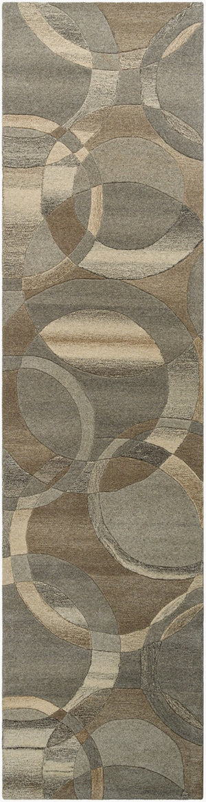 Livabliss Forum Hand Tufted Wool Living Room Rug with High Low Pile Texture in India Charcoal, Taupe 3' x 12' FM7210-312