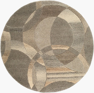 Livabliss Forum Hand Tufted Wool Living Room Rug with High Low Pile Texture in India Charcoal, Taupe 4' x 4' Round FM7210-4RD