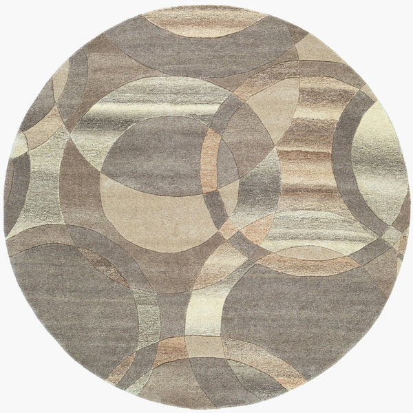Livabliss Forum Hand Tufted Wool Living Room Rug with High Low Pile Texture in India Charcoal, Taupe 6' x 6' Round FM7210-6RD