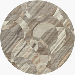 Livabliss Forum Hand Tufted Wool Living Room Rug with High Low Pile Texture in India Charcoal, Taupe 8' x 8' Round FM7210-8RD