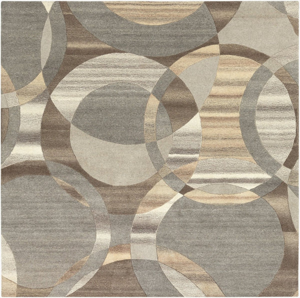 Livabliss Forum Hand Tufted Wool Living Room Rug with High Low Pile Texture in India Charcoal, Taupe 4' x 4' Square FM7210-4SQ