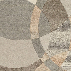 Livabliss Forum Hand Tufted Wool Living Room Rug with High Low Pile Texture in India Charcoal, Taupe 4' x 4' Round FM7210-4RD