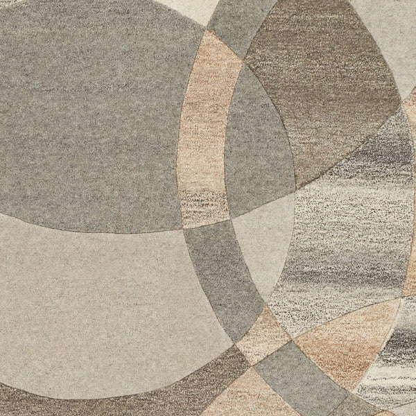 Livabliss Forum Hand Tufted Wool Living Room Rug with High Low Pile Texture in India Charcoal, Taupe 4' x 4' Round FM7210-4RD