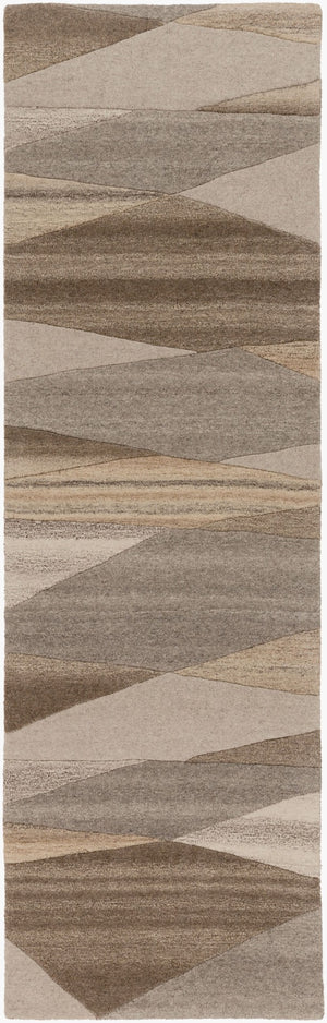 Livabliss Forum Hand Tufted Wool Area Rug High Low Pile Geometric Living Room Floor Accent Charcoal, Taupe 3' x 12' FM7211-312