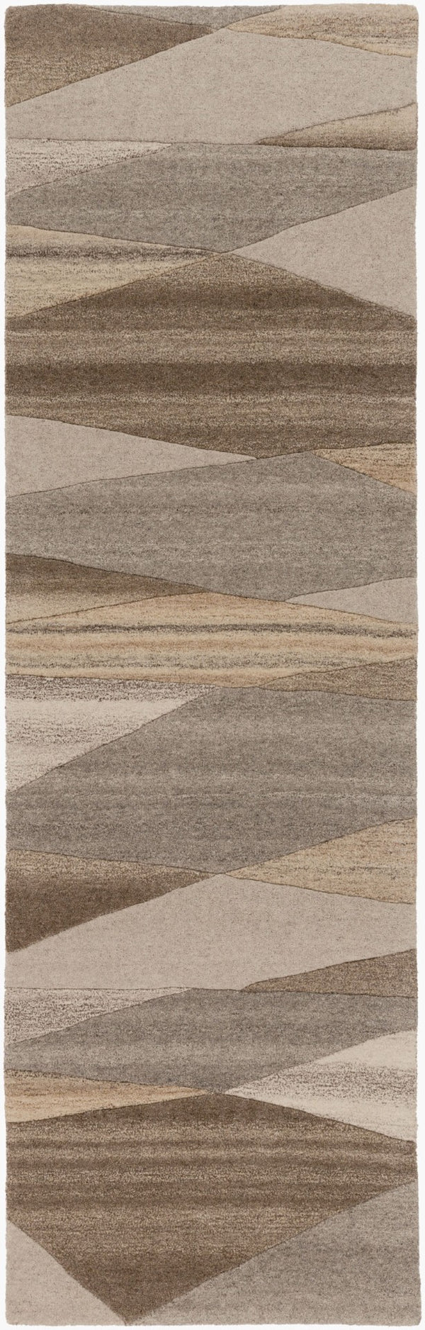 Livabliss Forum Hand Tufted Wool Area Rug High Low Pile Geometric Living Room Floor Accent Charcoal, Taupe 3' x 12' FM7211-312