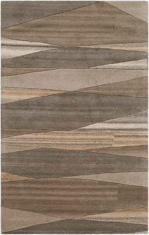 Livabliss Forum Hand Tufted Wool Area Rug High Low Pile Geometric Living Room Floor Accent Charcoal, Taupe 4' x 6' FM7211-46