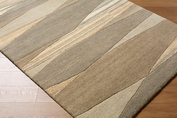 Livabliss Forum Hand Tufted Wool Area Rug High Low Pile Geometric Living Room Floor Accent Charcoal, Taupe 6' x 6' Round FM7211-6RD