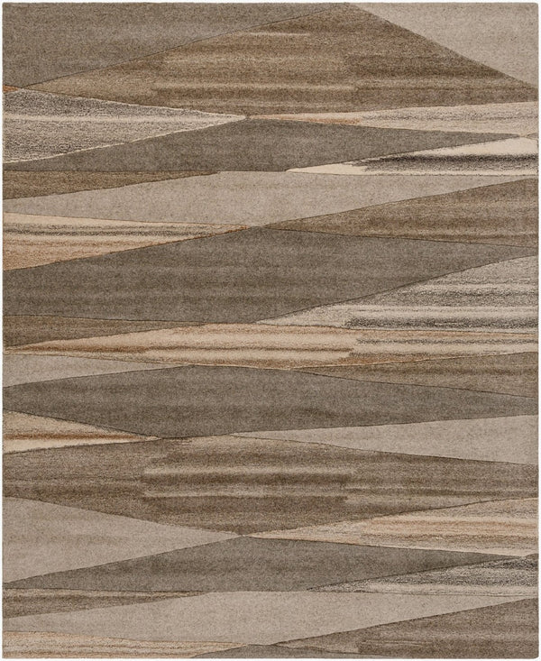 Livabliss Forum Hand Tufted Wool Area Rug High Low Pile Geometric Living Room Floor Accent Charcoal, Taupe 7'6" x 9'6" FM7211-7696