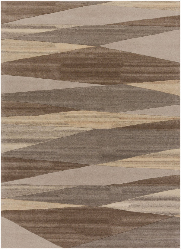Livabliss Forum Hand Tufted Wool Area Rug High Low Pile Geometric Living Room Floor Accent Charcoal, Taupe 8' x 11' FM7211-811
