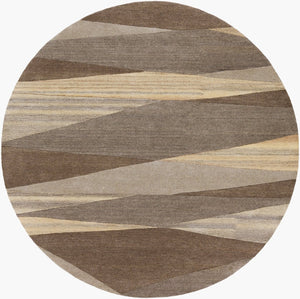 Livabliss Forum Hand Tufted Wool Area Rug High Low Pile Geometric Living Room Floor Accent Charcoal, Taupe 6' x 6' Round FM7211-6RD