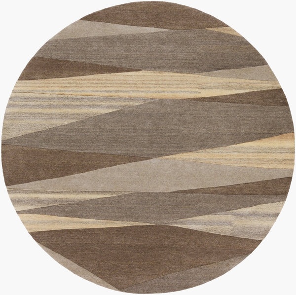 Livabliss Forum Hand Tufted Wool Area Rug High Low Pile Geometric Living Room Floor Accent Charcoal, Taupe 6' x 6' Round FM7211-6RD