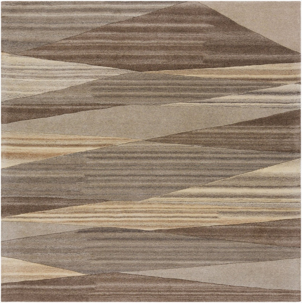 Livabliss Forum Hand Tufted Wool Area Rug High Low Pile Geometric Living Room Floor Accent Charcoal, Taupe 6' x 6' Square FM7211-6SQ