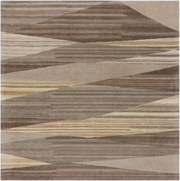 Livabliss Forum Hand Tufted Wool Area Rug High Low Pile Geometric Living Room Floor Accent Charcoal, Taupe 6' x 6' Square FM7211-6SQ
