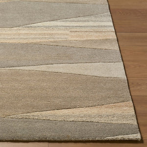 Livabliss Forum Hand Tufted Wool Area Rug High Low Pile Geometric Living Room Floor Accent Charcoal, Taupe 6' x 6' Round FM7211-6RD