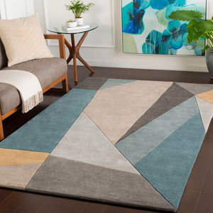 Livabliss Forum Hand Tufted Wool Area Rug Geometric Pattern for Living Room or Dining Space Dusty Sage, Sag 7'6" x 9'6" FM7223-7696