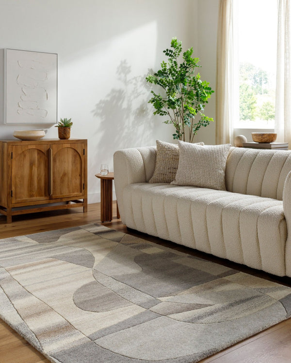 Livabliss Forum Hand Tufted Wool Area Rug with High Low Pile Texture for Spacious Living Rooms Taupe, Sandston 2'6" x 8' FM7234-268