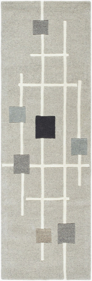 Livabliss Forum Hand Tufted Wool Area Rug with High Low Pile for Modern Living Spaces Taupe, Charcoal 2'6" x 8' FM7235-268