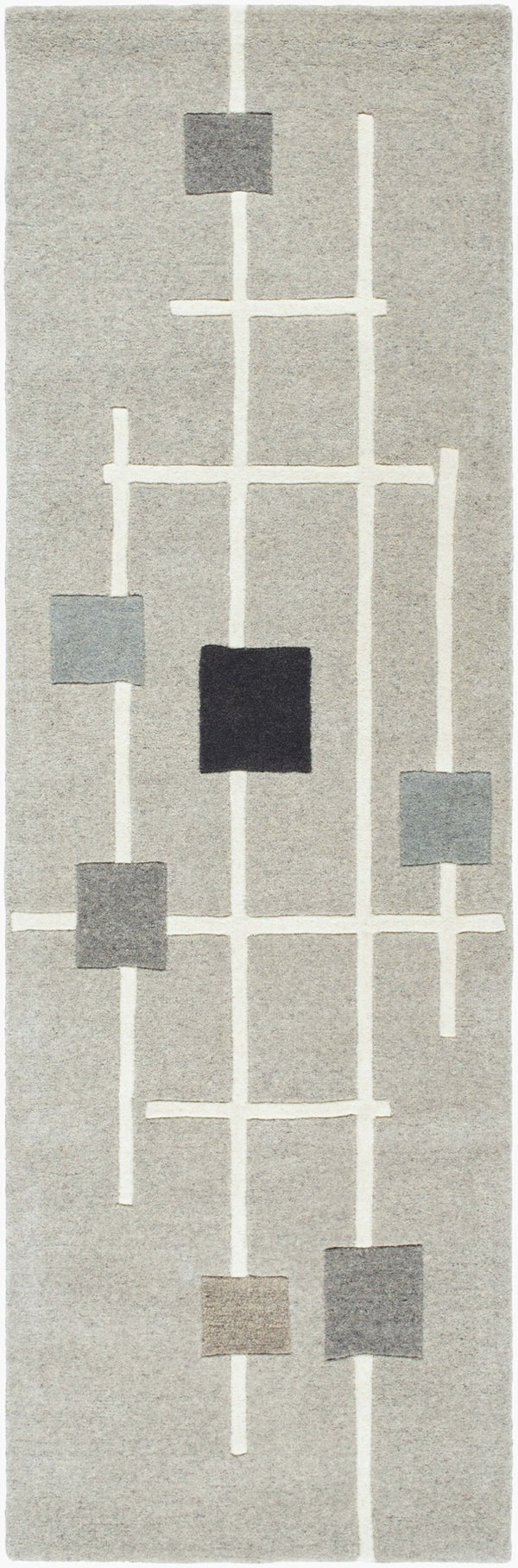 Livabliss Forum Hand Tufted Wool Area Rug with High Low Pile for Modern Living Spaces Taupe, Charcoal 2'6" x 8' FM7235-268