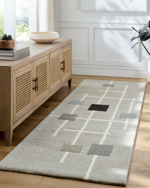 Livabliss Forum Hand Tufted Wool Area Rug with High Low Pile for Modern Living Spaces Taupe, Charcoal 2'6" x 8' FM7235-268
