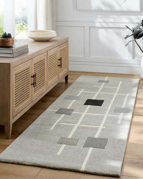 Livabliss Forum Hand Tufted Wool Area Rug with High Low Pile for Modern Living Spaces Taupe, Charcoal 2'6" x 8' FM7235-268