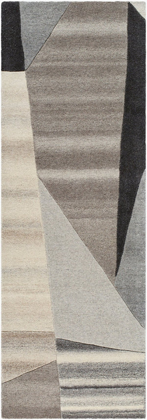 Livabliss Forum Hand Tufted Wool Area Rug High Low Pile Formal Living Room Floor Accent Charcoal, Ash G 2'6" x 8' FM7236-268