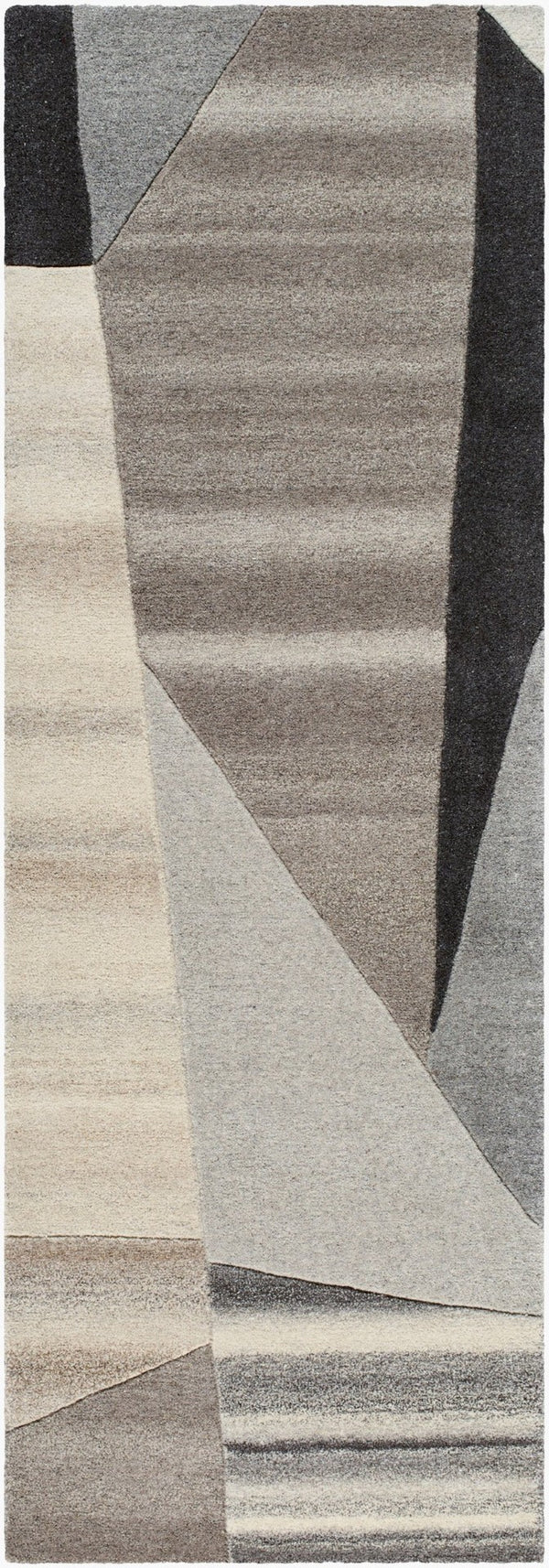Livabliss Forum Hand Tufted Wool Area Rug High Low Pile Formal Living Room Floor Accent Charcoal, Ash G 2'6" x 8' FM7236-268