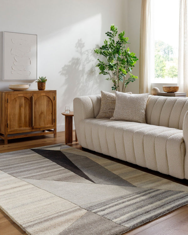 Livabliss Forum Hand Tufted Wool Area Rug High Low Pile Formal Living Room Floor Accent Charcoal, Ash G 2'6" x 8' FM7236-268