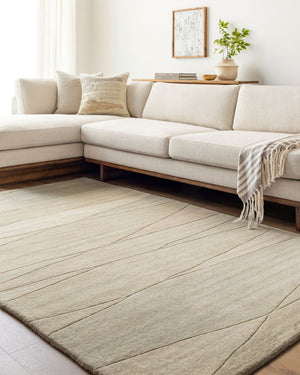 Livabliss Forum Hand Tufted Wool Area Rug High Low Pile Textured Living Room Floor Accent Ivory, Sandston 2'6" x 8' FM7237-268