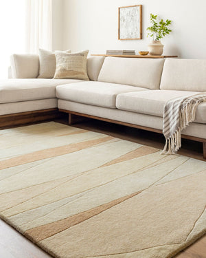 Livabliss Forum Hand Tufted Wool Area Rug High Low Pile Texture for Large Living Spaces Beige, Sandston 2'6" x 8' FM7239-268