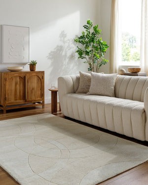 Livabliss Forum Hand Tufted Wool Area Rug Textured High Low Pile for Living Dining Spaces Ivory, Cream 2'6" x 8' FM7242-268