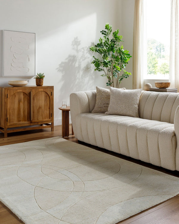 Livabliss Forum Hand Tufted Wool Area Rug Textured High Low Pile for Living Dining Spaces Ivory, Cream 2'6" x 8' FM7242-268