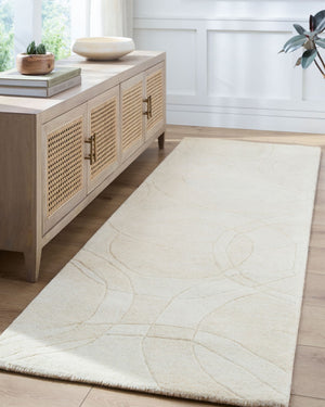 Livabliss Forum Hand Tufted Wool Area Rug Textured High Low Pile for Living Dining Spaces Ivory, Cream 10' x 14' FM7242-1014