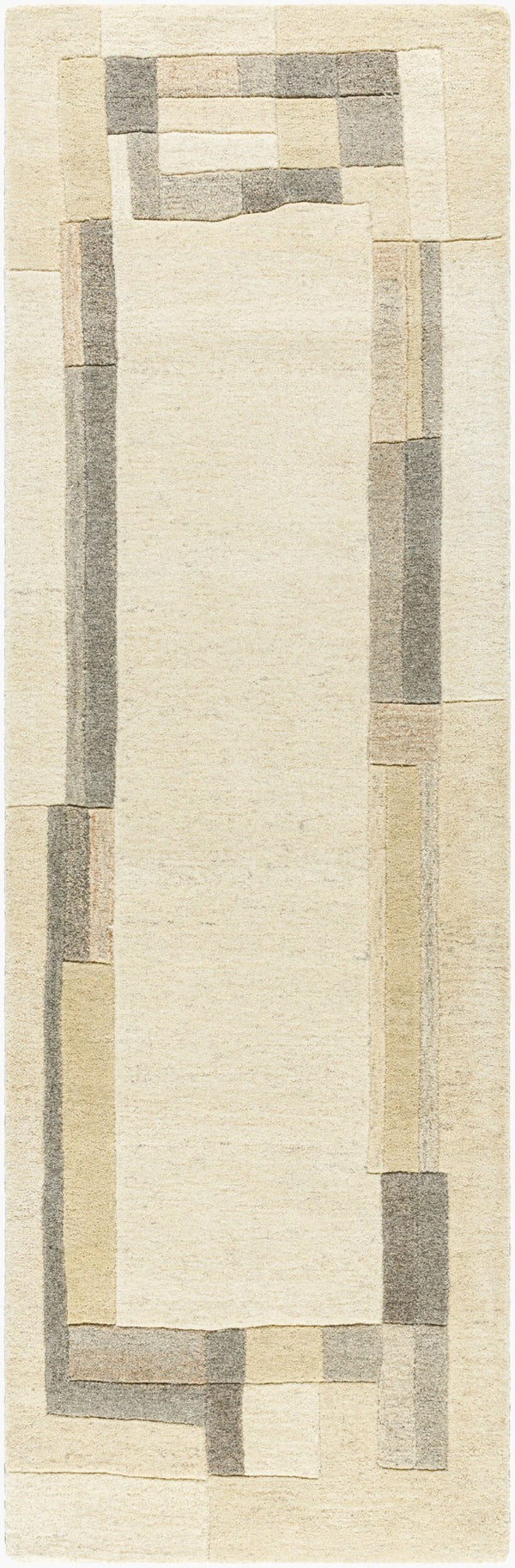 Livabliss Forum Handmade Wool Area Rug Indian Crafted Medium Pile for Living and Dining Rooms Ivory, Taupe 2'6" x 8' FM7245-268