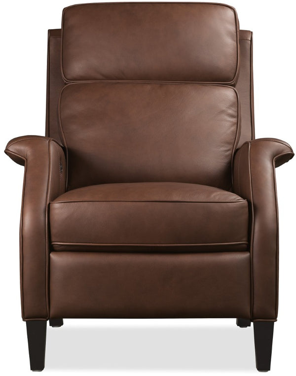 Hooker Furniture Wrenn Recliner With Power Headrest And Usb Charging — Semi-Aniline Leather, Bustle Back Comfort Brown RC829-PH-087