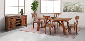 Porter Designs Kalispell Solid Sheesham Wood Dining Table - Handcrafted Arts & Crafts Elegance Brown Wood 07-196-01-2439