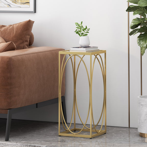 English Elm Christopher Knight Home® - END TABLE Champagne Iron Oval Accent with Tempered Glass Top, Modern Glam Side Table 11.85"x27.75" 71941.00