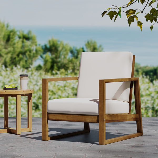 English Elm Christopher Knight Home® - BELGIAN Club Chair in Acacia Wood — Durable Outdoor Slat Design with Open Arms for Patio Comfort and Style Teak 37 L x 27 W x 16.75 H 65060.00BGE