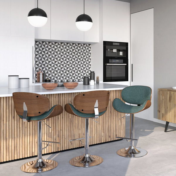 English Elm Marana Bentwood Adjustable Swivel Bar Stool - Stylish Light Turquoise For Modern Kitchens & Bars B136P158931
