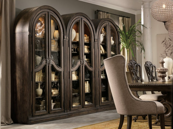 Hooker Furniture Rhapsody Rustic Walnut Curio Cabinet With Seeded Glass, Touch Light & Adjustable Shelves For Display 5070-50001