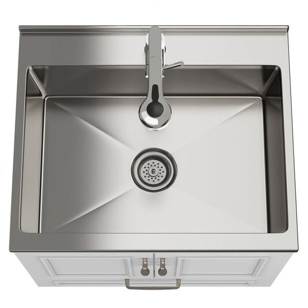 English Elm Cardinal 28" Laundry Cabinet With Deep Stainless Steel Sink & Pull-Out Faucet For Easy Cleanup B136P158792
