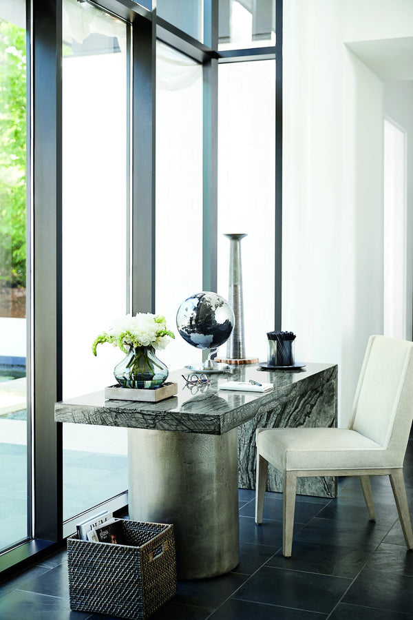 Bernhardt Bernhardt Linea Side Wing Chair Cerused Greige Solid Ash Upholstered Seat Rustic-Modern Comfort 384547G