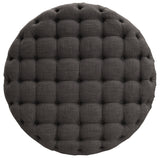 Homelegance By Top-Line Pietro Round Tufted Ottoman with Casters Dark Grey Linen