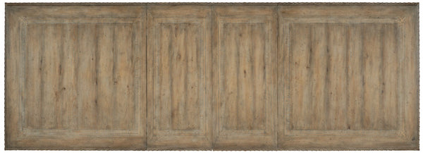 Hooker Furniture Castella Grand Rectangle Dining Table With Antique Slate Finish, Carved Trestle Base & 2 Leaves 5878-75207-80