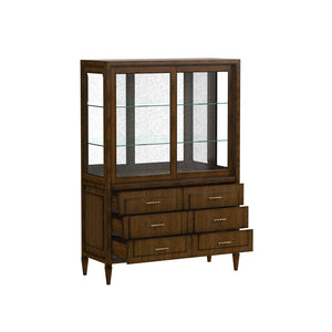 A.R.T. Furniture Eave Traditional China Cabinet In Quartered Walnut - Elegant Design With 2 Glass Doors & 6 Drawers Brown Material(S), Poplar And Parawood Solids,Walnut Veneer 336240-1860