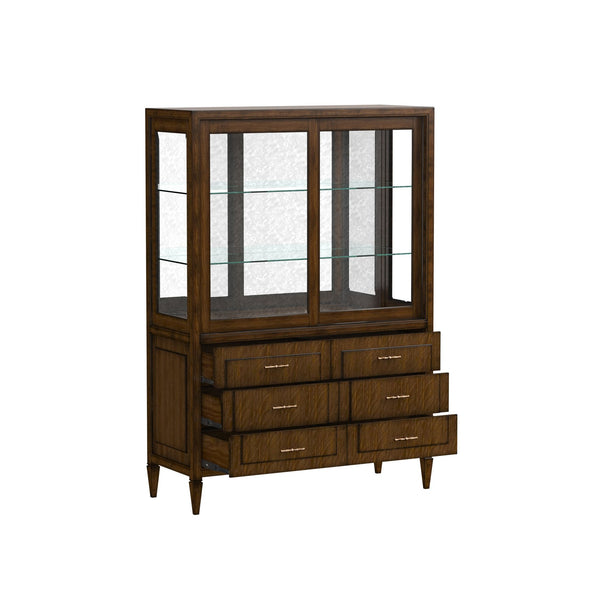 A.R.T. Furniture Eave Traditional China Cabinet In Quartered Walnut - Elegant Design With 2 Glass Doors & 6 Drawers Brown Material(S), Poplar And Parawood Solids,Walnut Veneer 336240-1860