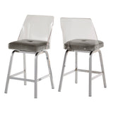 Homelegance By Top-Line Darrion Velvet Counter Height Swivel Stools (Set of 2) Grey Metal