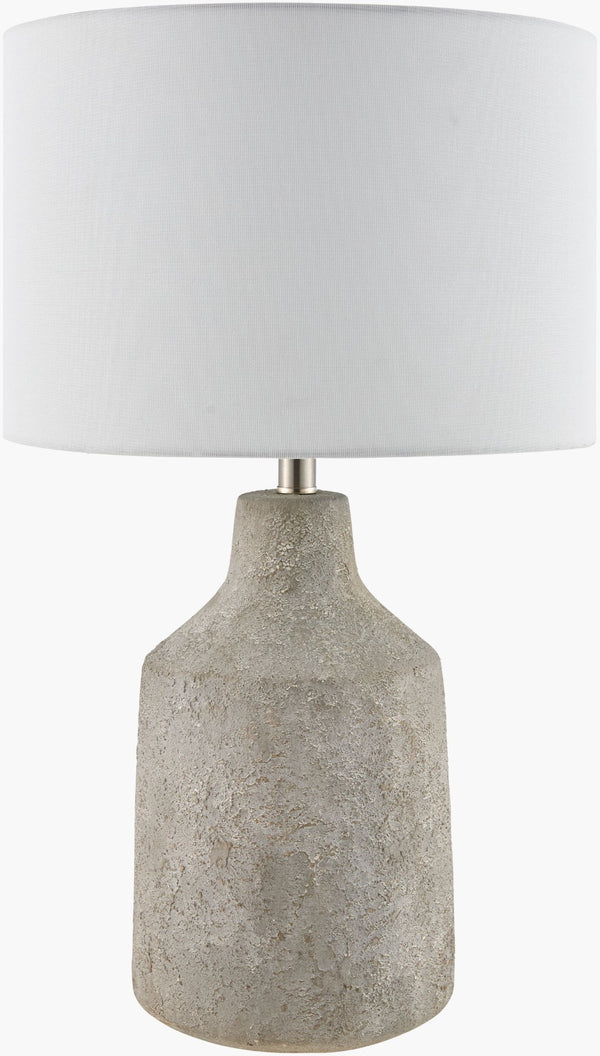 Livabliss Foreman Cement Base Table Lamp with Linen Shade for Farmhouse or Rustic Bedroom FMN-004
