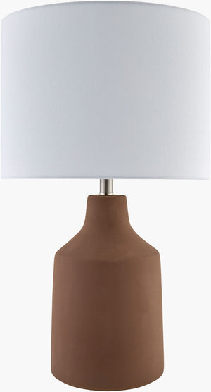 Livabliss Foreman Cement Base Accent Lamp with Linen Shade for Farmhouse Bedroom Decor FMN-006