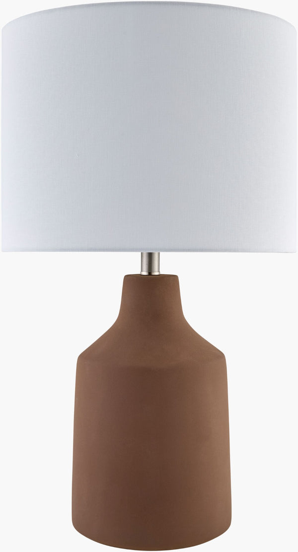 Livabliss Foreman Cement Base Accent Lamp with Linen Shade for Farmhouse Bedroom Decor FMN-006